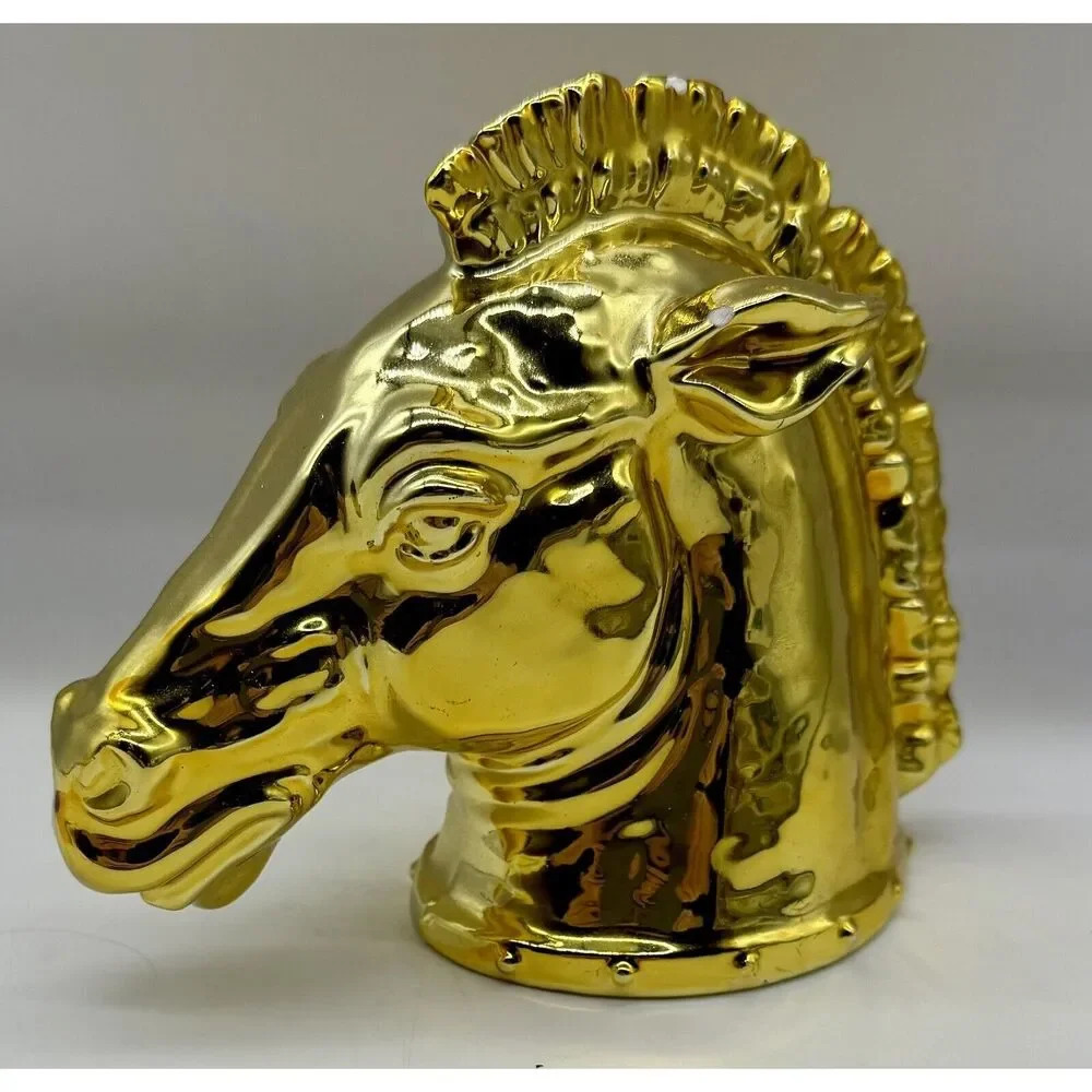 Ceramic Horsehead Gold Tone With Lighter Hidden In Bottom Blemishes See Notes